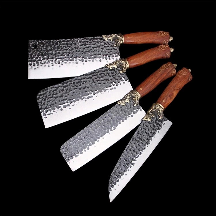 High Quality Chef Knife Cleaver Utility Kitchen Knife Set with Wood Handle Kk314