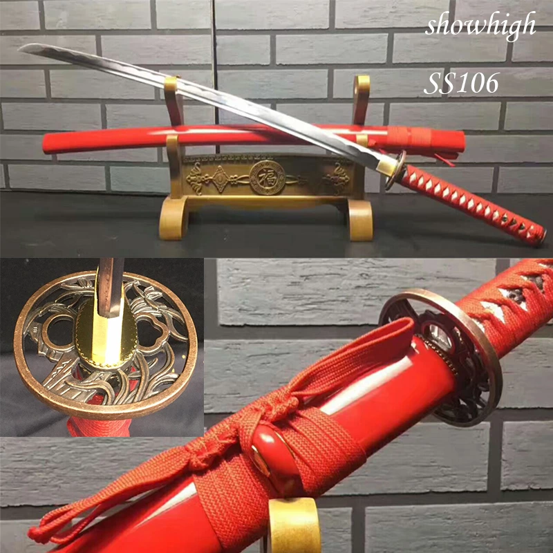 Handmade red katana samurai Swords ss106