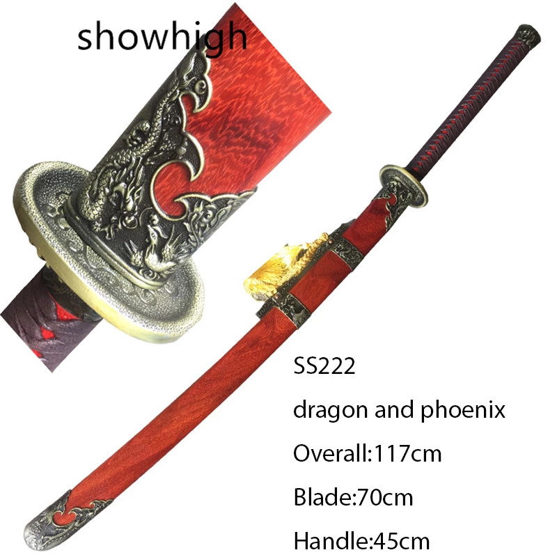 Handmadedragon and phoenix   Swords with long handle ss222