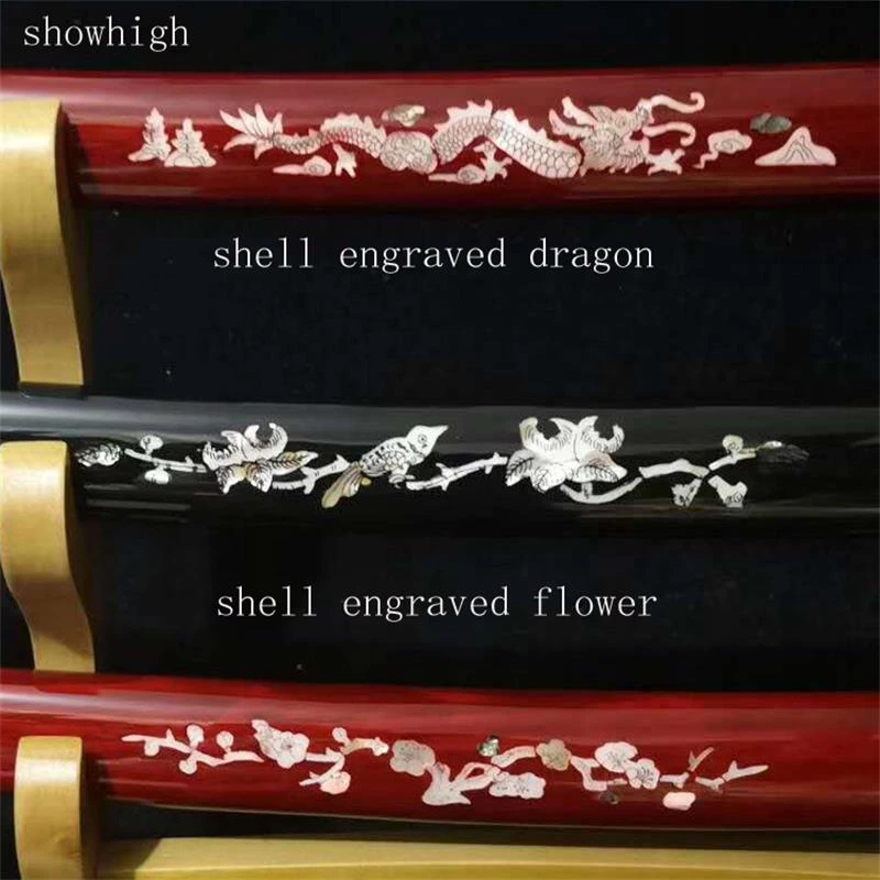 Handmade high quality shell engraved dragon katana sword Swords ss237