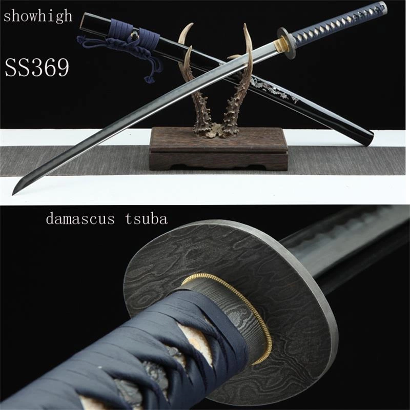 Handmade high quality damascus  Swords with dragon shell engraved saya ss369