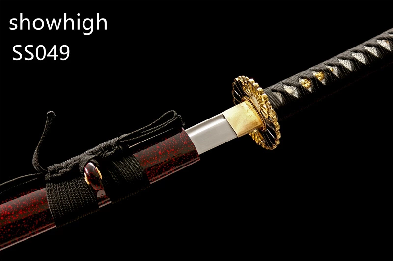 Handmade red and black katana samurai Swords ss049