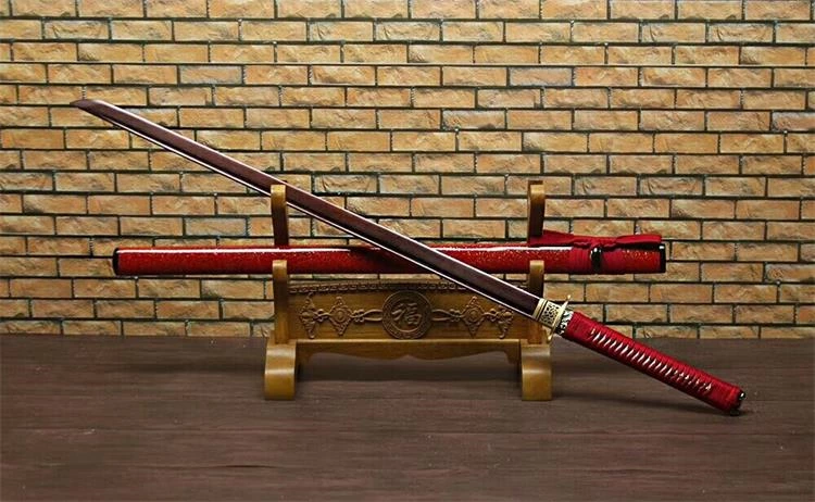 Handmade red damascus ninja Swords ss060