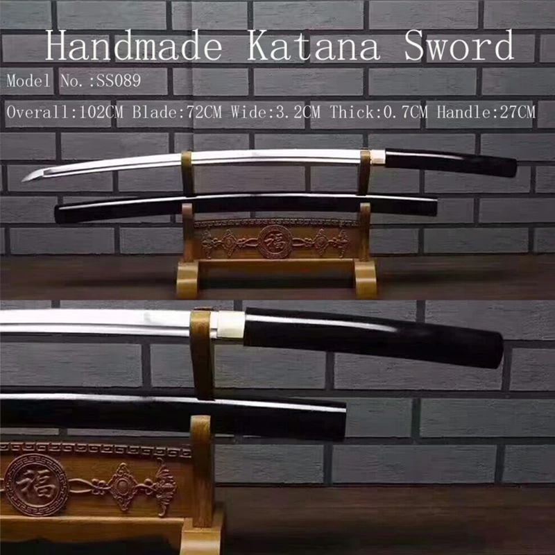 Handmade katana samurai  Swords with shining black saya ss089