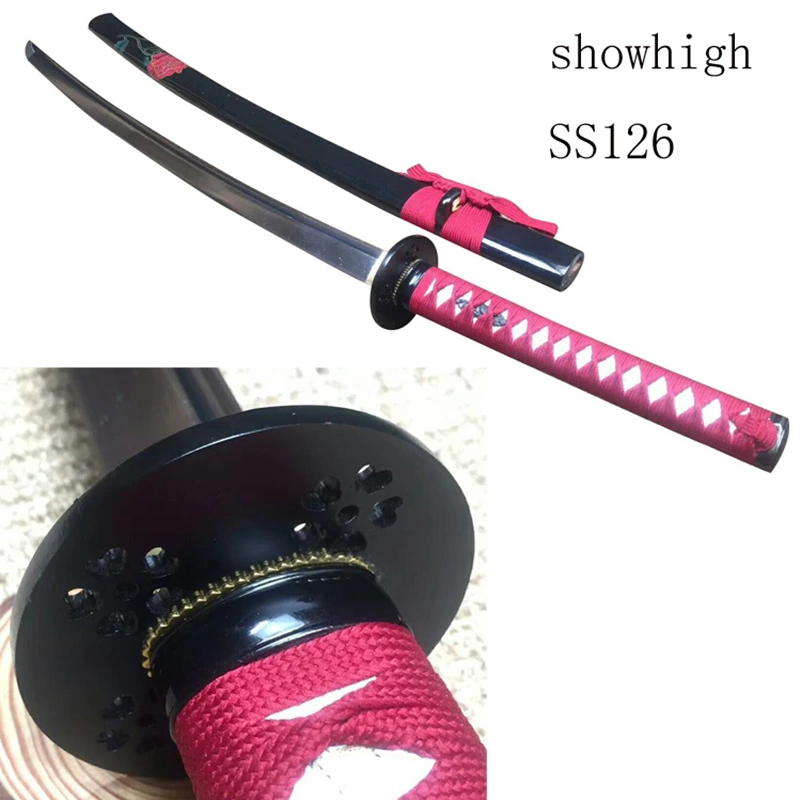 Handmade red rose katana samurai Swords ss126