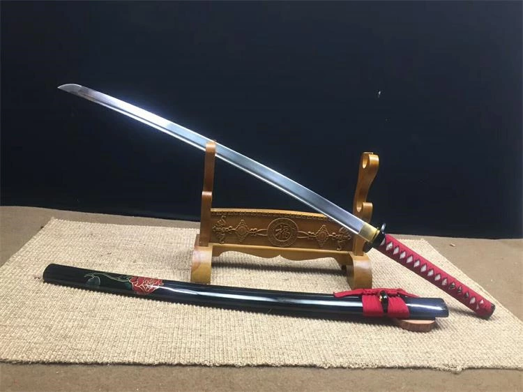 Handmade red rose katana samurai Swords ss126