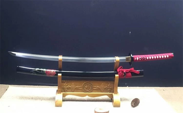 Handmade red rose katana samurai Swords ss126