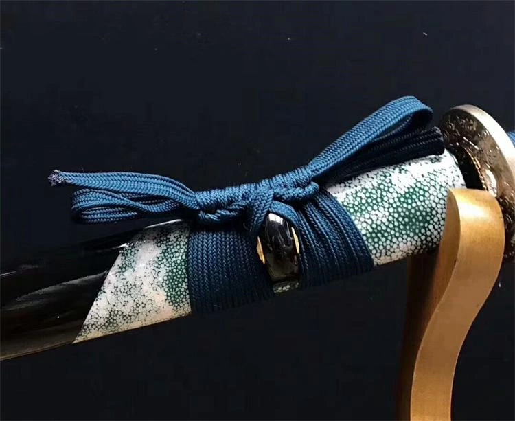 Handmade T10 real hamon katana Swords with part genuine fishskin saya ss136