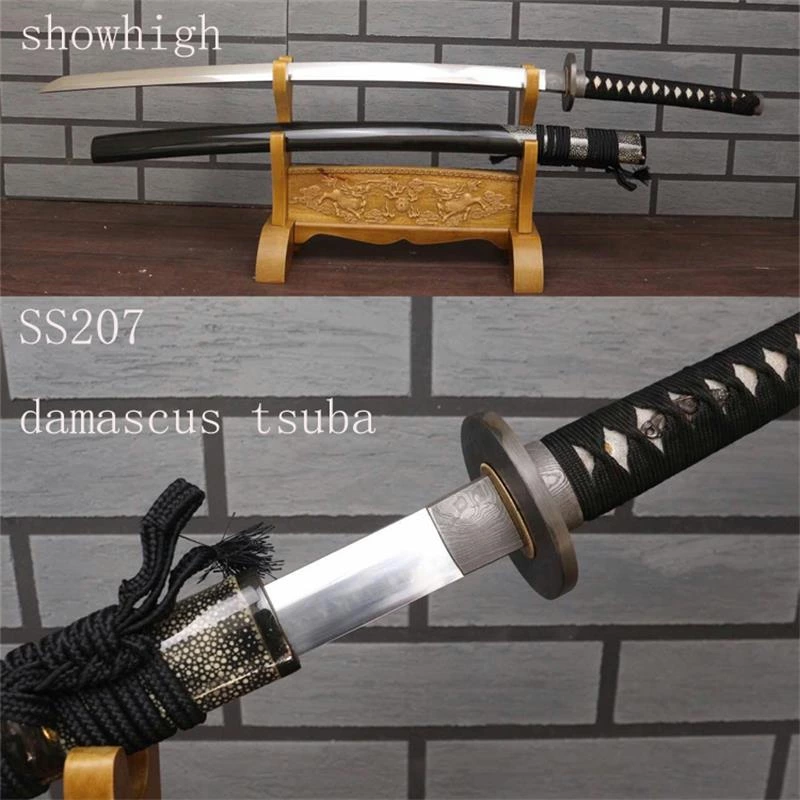 Handmade T10 katana Swords with damascus tsuba ss207