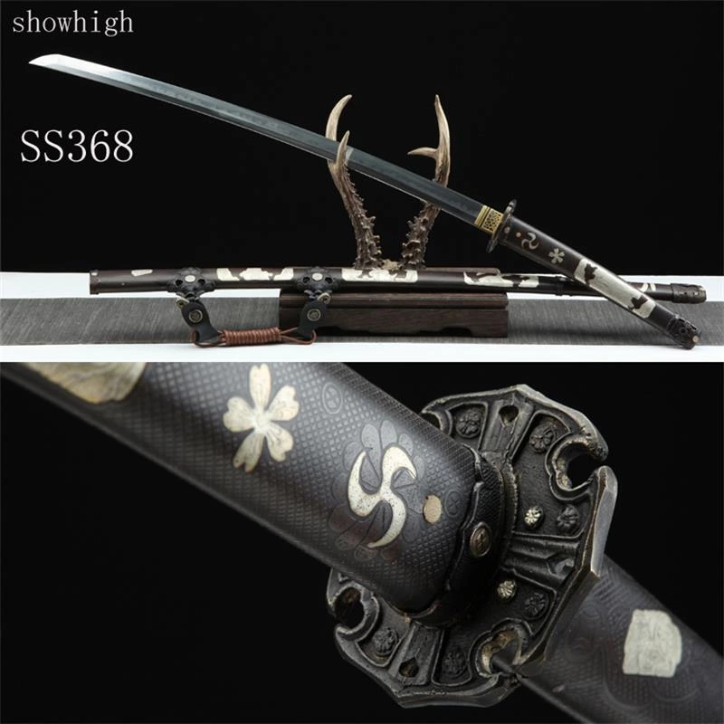 Handmade  high quality T10 real hamon katana Swords with full brass saya ss368