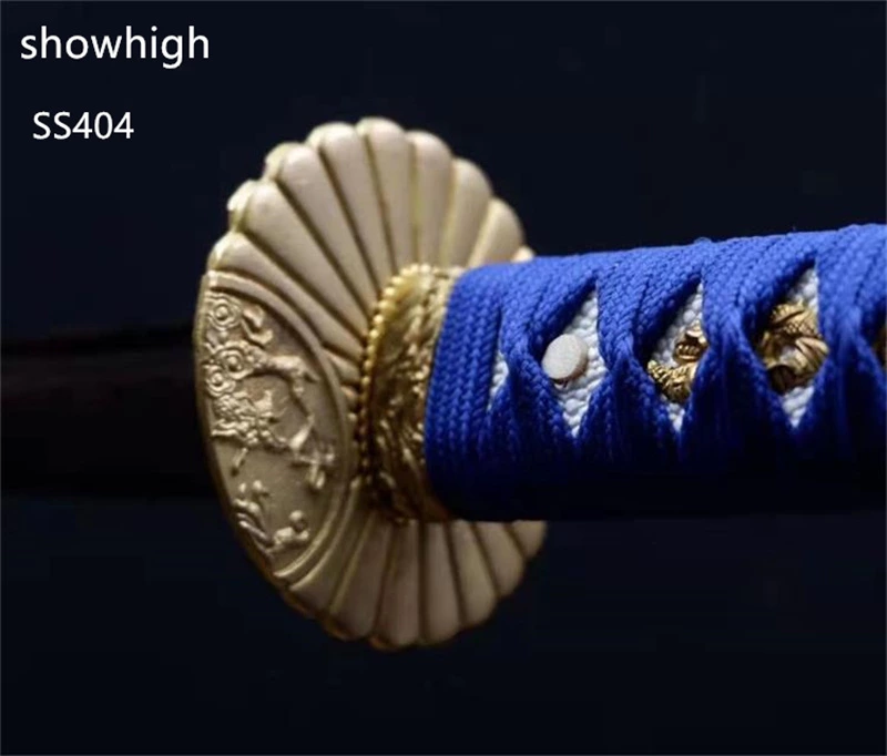 Handmade blue damascus Swords with brass tsuba ss404