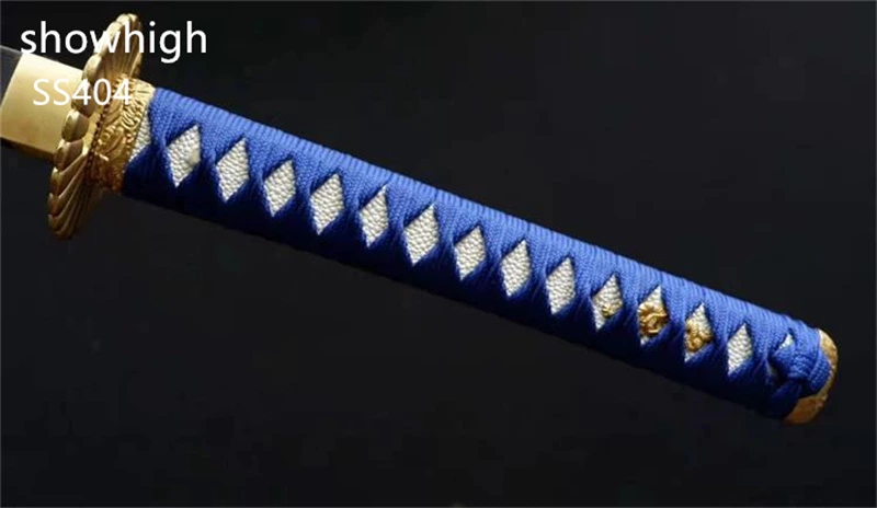 Handmade blue damascus Swords with brass tsuba ss404