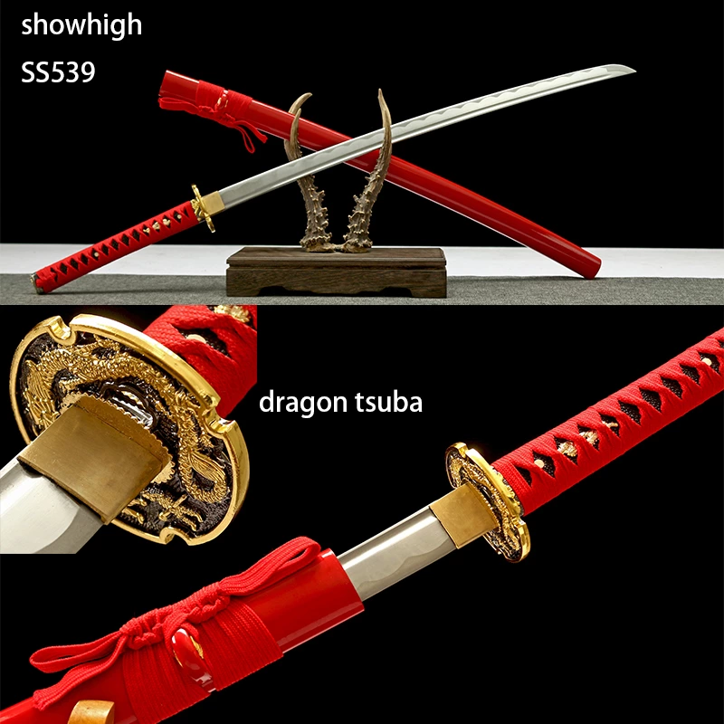 Handmade carbon steel functional red katana  Swords ss539