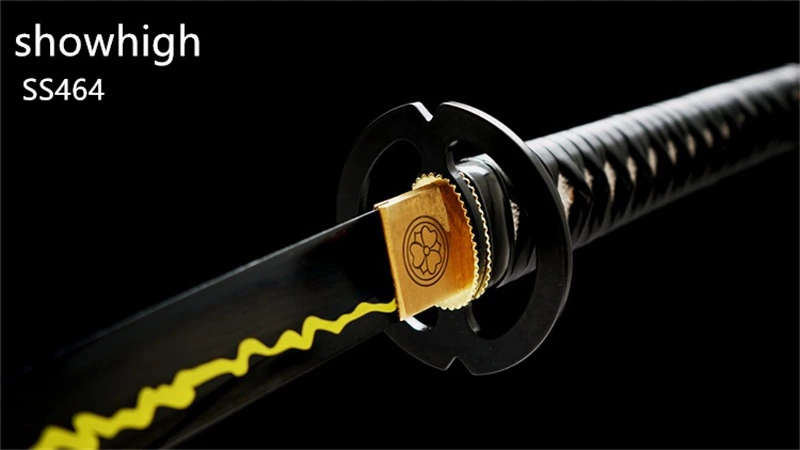 Handmade black steel yellow lightning katana Swords ss464