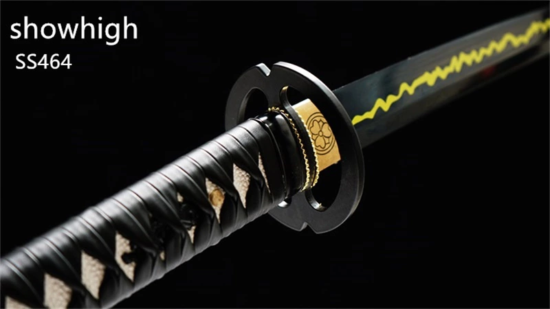 Handmade black steel yellow lightning katana Swords ss464