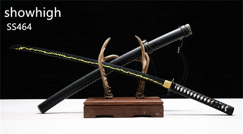 Handmade black steel yellow lightning katana Swords ss464