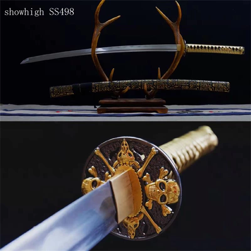 Handmade gold skuull katana Swords ss498