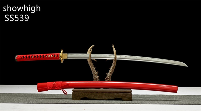 Handmade carbon steel functional red katana  Swords ss539