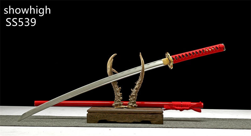 Handmade carbon steel functional red katana  Swords ss539