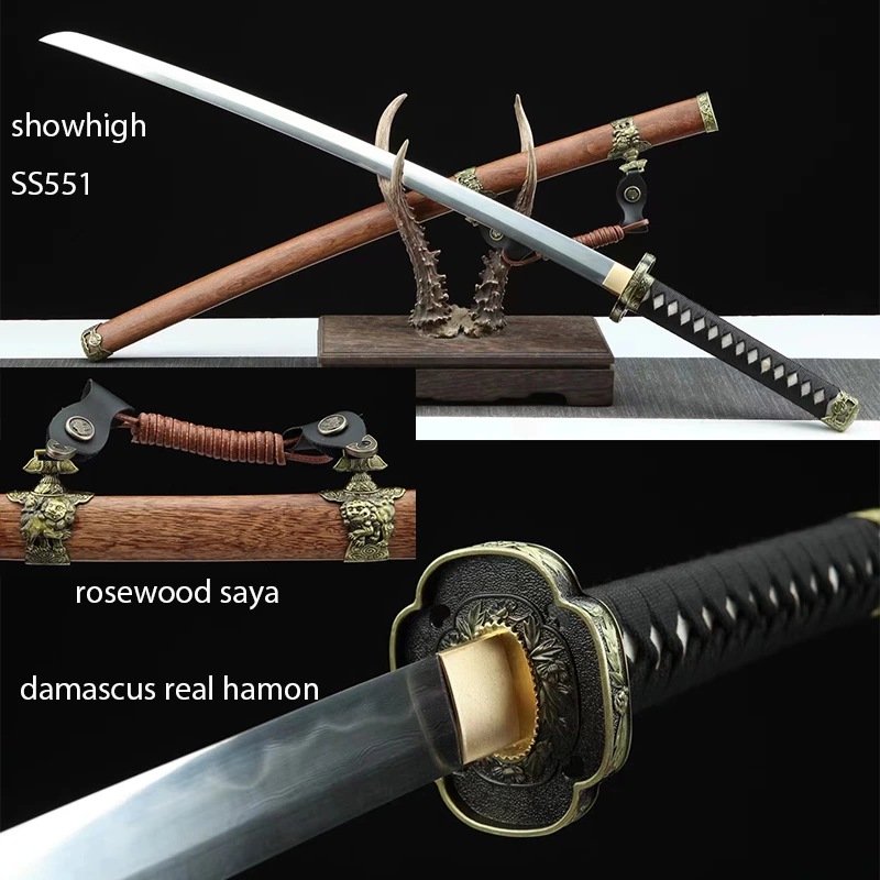 Handmade functional military Swords with rosewood saya ss551