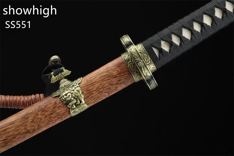 Handmade functional military Swords with rosewood saya ss551