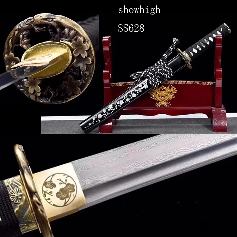 handmade high quality plum blossom damascus tanto sword ss628