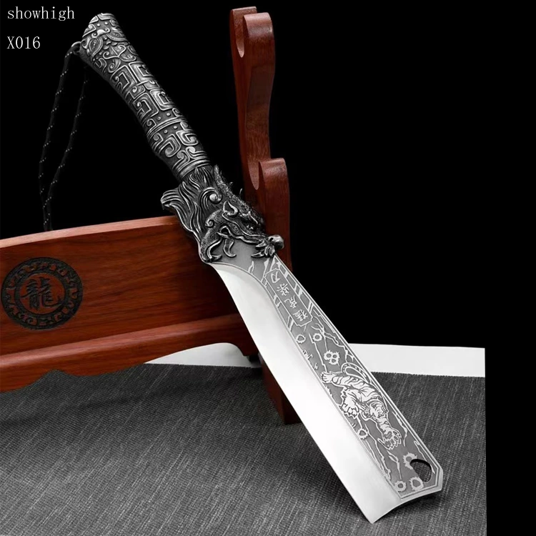 handmade high carbon steel tiger sword wood chopper X016