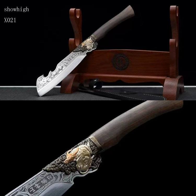 Handmade high carbon steel mountain god sword wood chopper X021