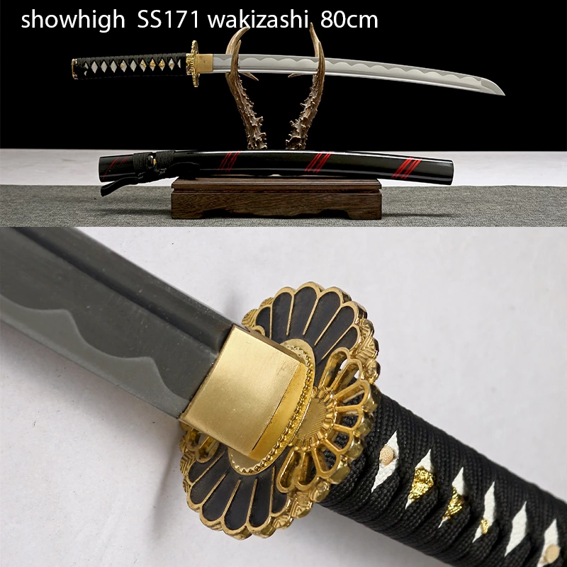 handmade functional carbon steel wakizashi sword ss171