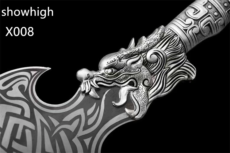 handmade high carbon steel  tomahawk  broad axe with zinc alloy dragon handle X008