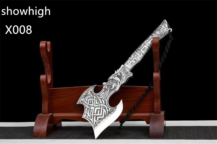 handmade high carbon steel  tomahawk  broad axe with zinc alloy dragon handle X008