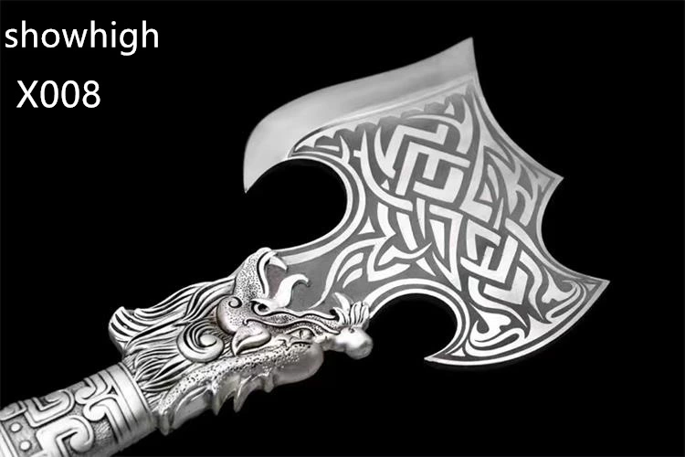 handmade high carbon steel  tomahawk  broad axe with zinc alloy dragon handle X008