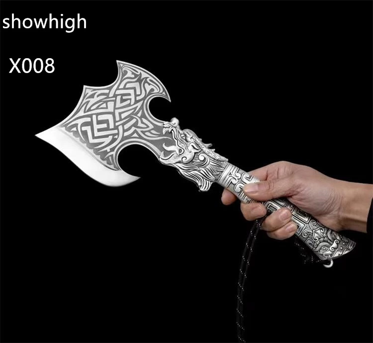 handmade high carbon steel  tomahawk  broad axe with zinc alloy dragon handle X008