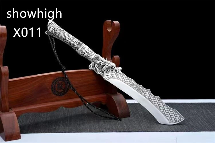 handmade high carbon steel dragon scale sword wood chopper X011