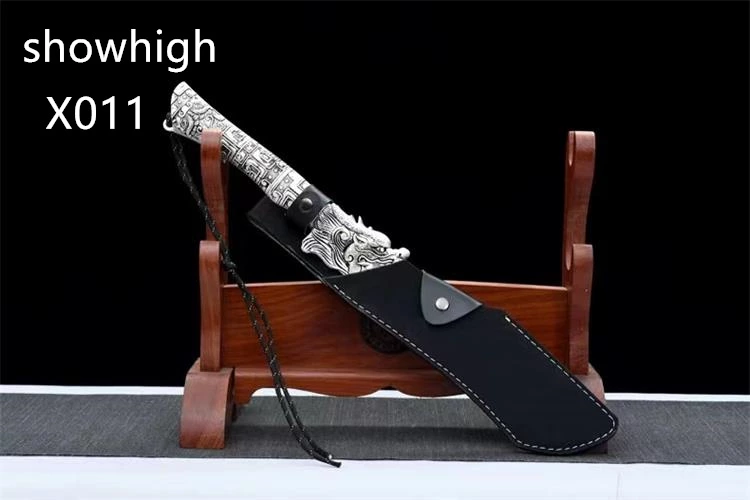 handmade high carbon steel dragon scale sword wood chopper X011