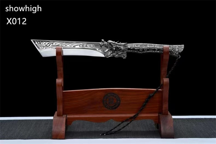 handmade high carbon steel dragon fire sword wood chopper X012