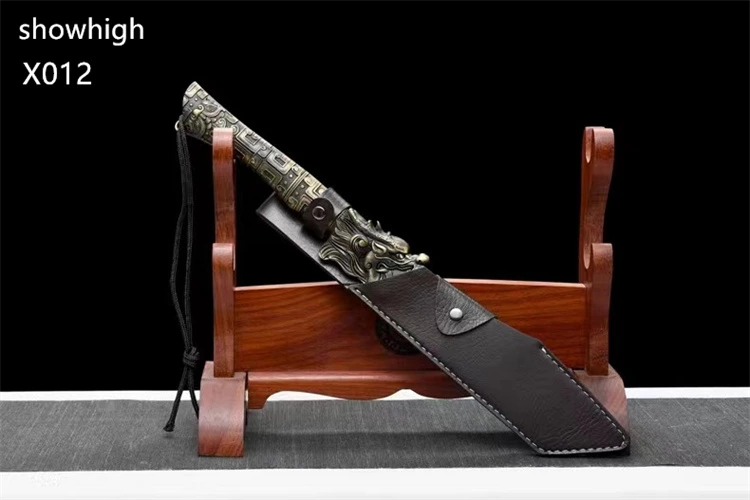 handmade high carbon steel dragon fire sword wood chopper X012