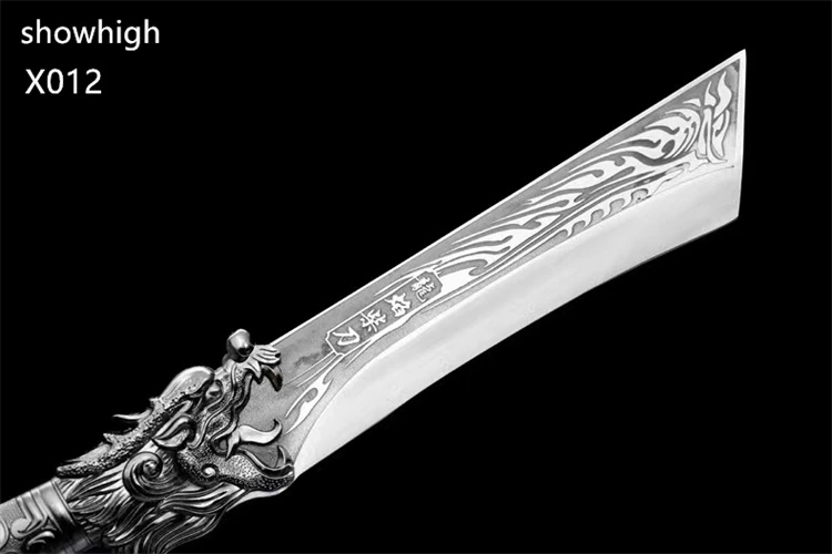 handmade high carbon steel dragon fire sword wood chopper X012