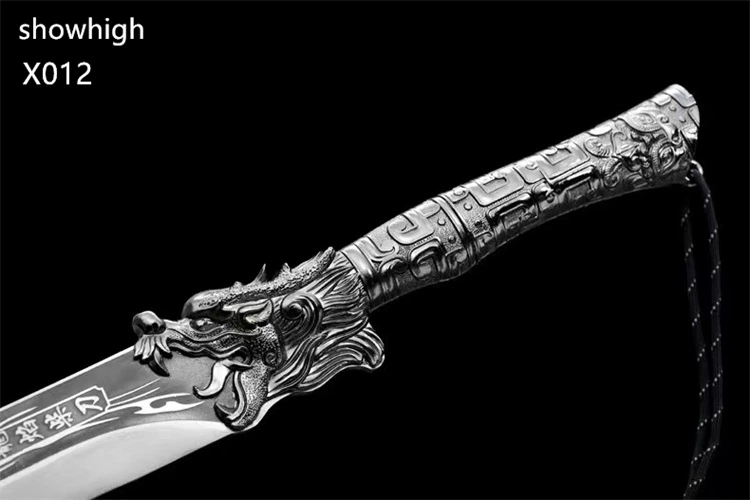 handmade high carbon steel dragon fire sword wood chopper X012