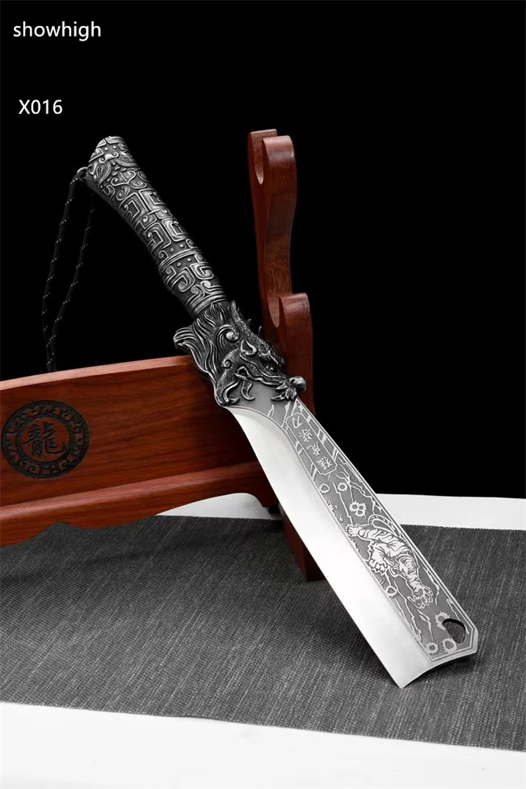 handmade high carbon steel tiger sword wood chopper X016