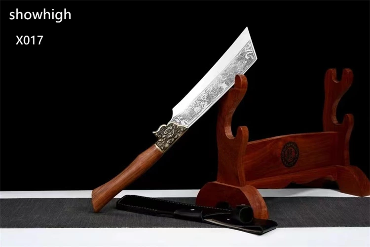 handmade high carbon steel dragon and tiger sword wood chopper  X017