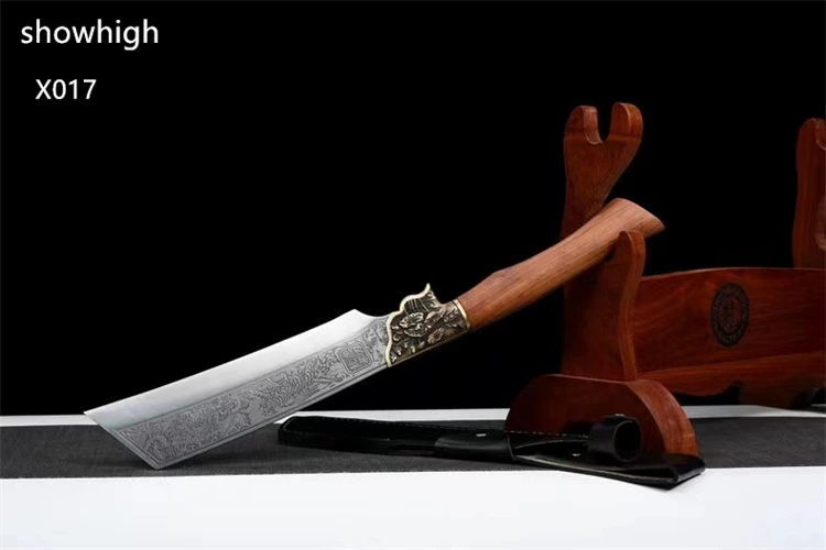 handmade high carbon steel dragon and tiger sword wood chopper  X017