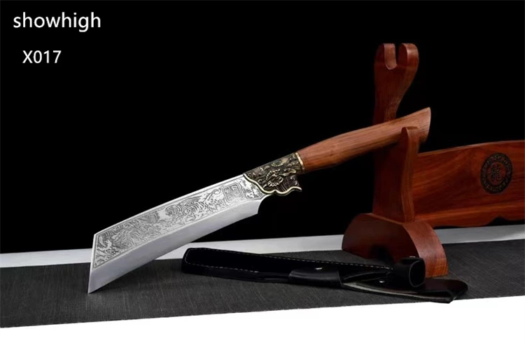 handmade high carbon steel dragon and tiger sword wood chopper  X017