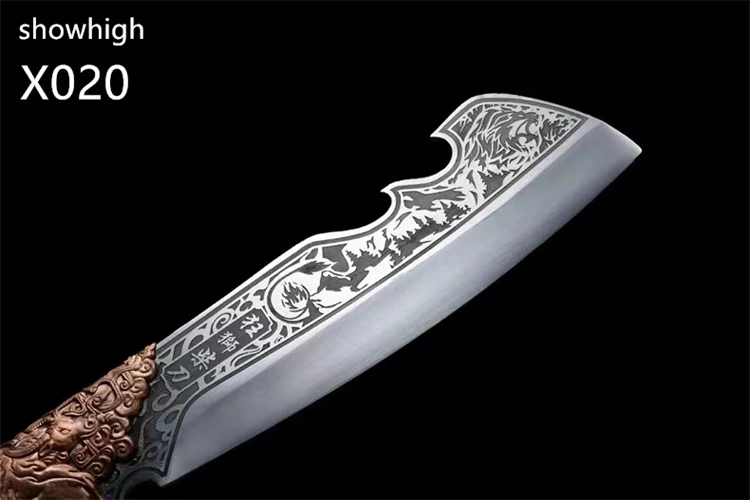 hand made high carbon steel lion sword wood chopper X020