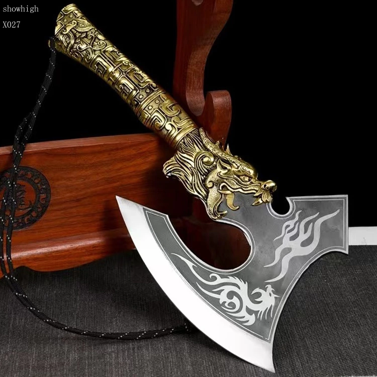 handmade high carbon dragon fire battleaxe tomahawk hatchet X027