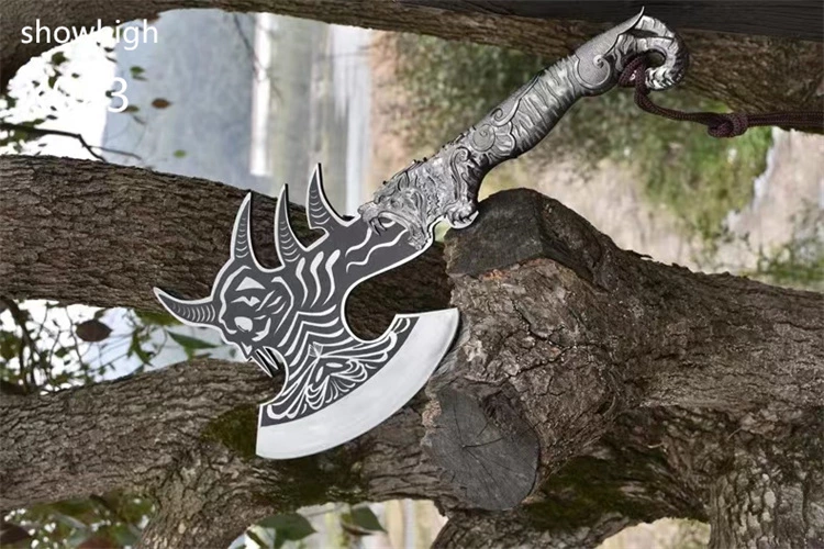 handmade high carbon steel skull axe X023