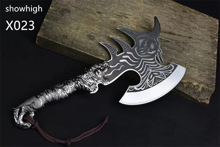 handmade high carbon steel skull axe X023