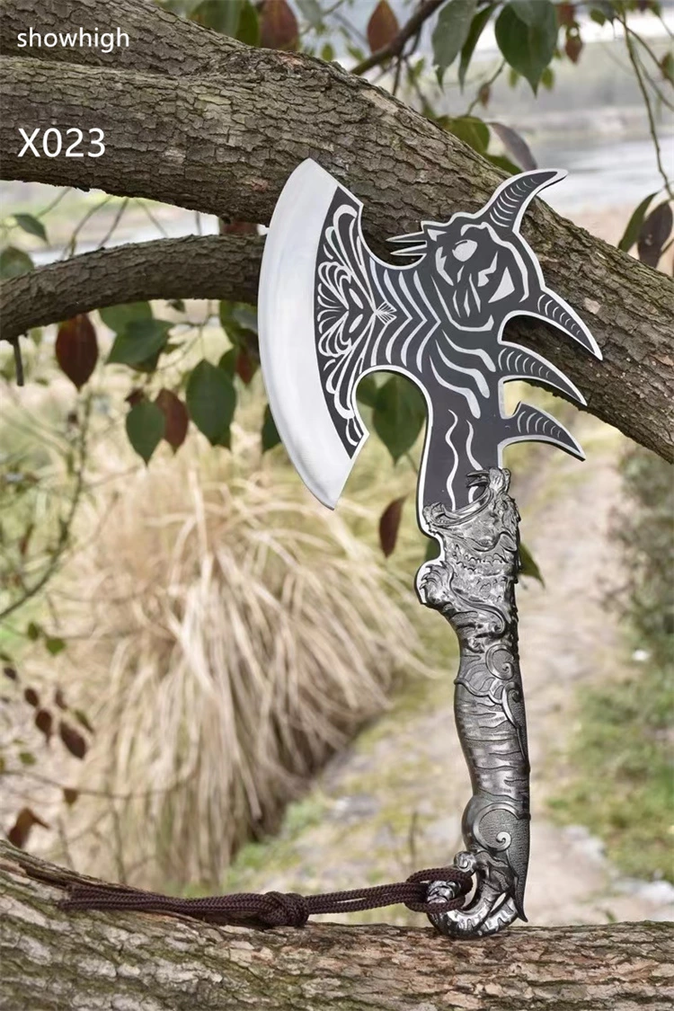 handmade high carbon steel skull axe X023