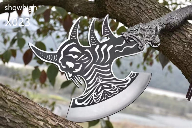 handmade high carbon steel skull axe X023