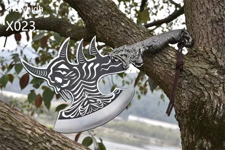 handmade high carbon steel skull axe X023